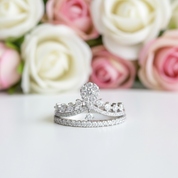 18k Round Cut Diamond Crown Design Engagement Ring-Black Diamonds New York