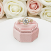 18k Round Cut Diamond Flower Art Deco Engagement Ring-Black Diamonds New York