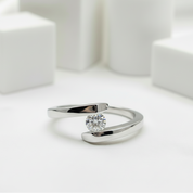 18k Round Cut Diamond Minimalist Design Engagement Ring-Black Diamonds New York