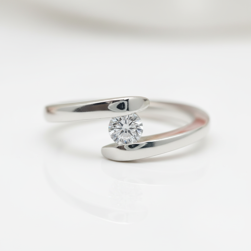 18k Round Cut Diamond Option Minimalist Design Engagement Ring-Black Diamonds New York