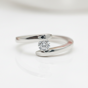 18k Round Cut Diamond Option Minimalist Design Engagement Ring-Black Diamonds New York