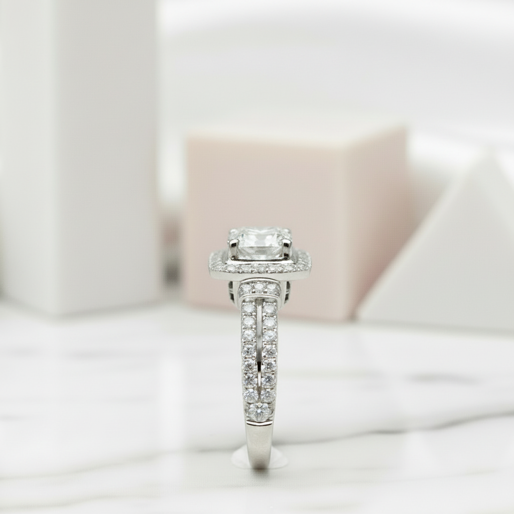 18k Round Cut Diamond Minimalist Engagement Ring-Black Diamonds New York