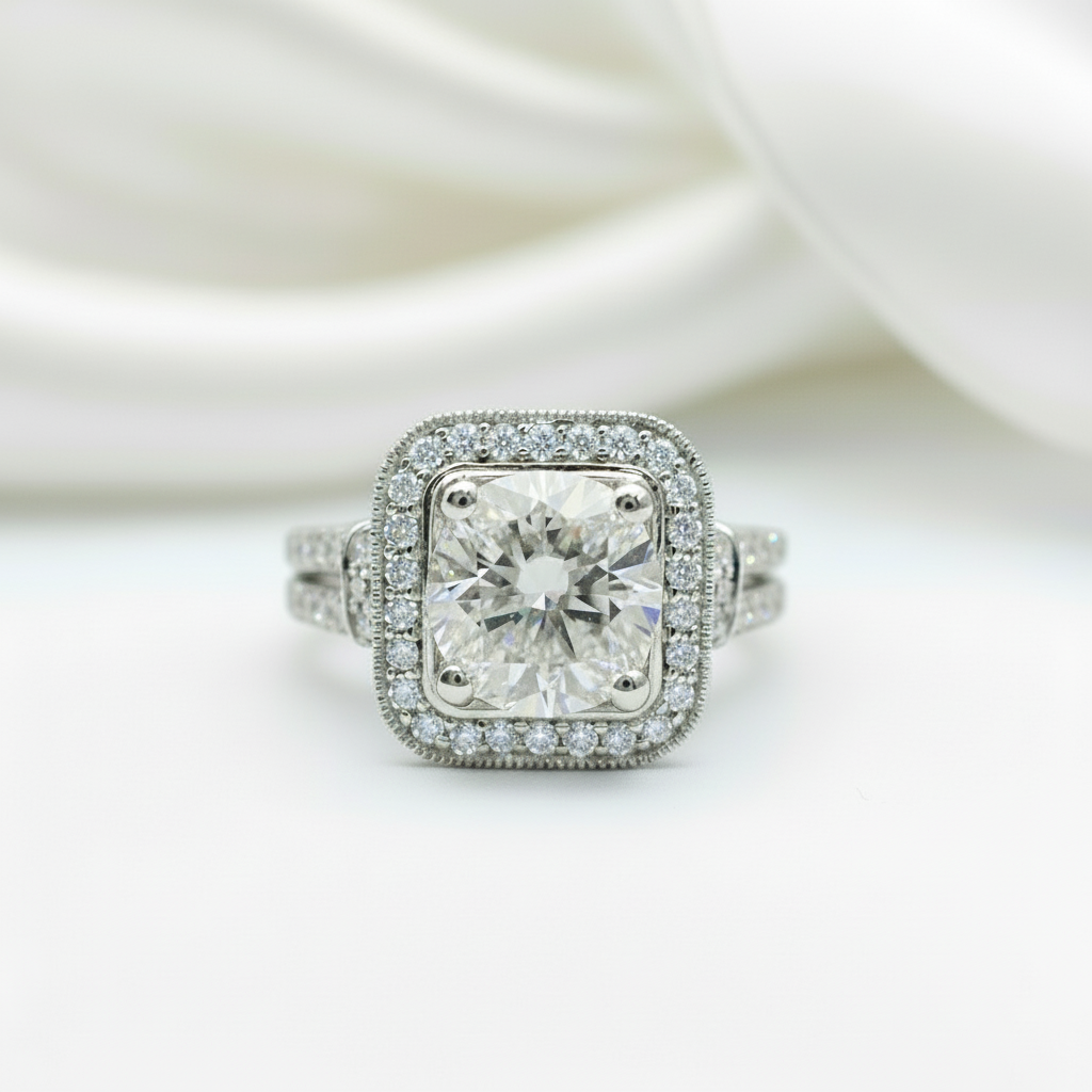 18k Round Cut Diamond Minimalist Engagement Ring-Black Diamonds New York