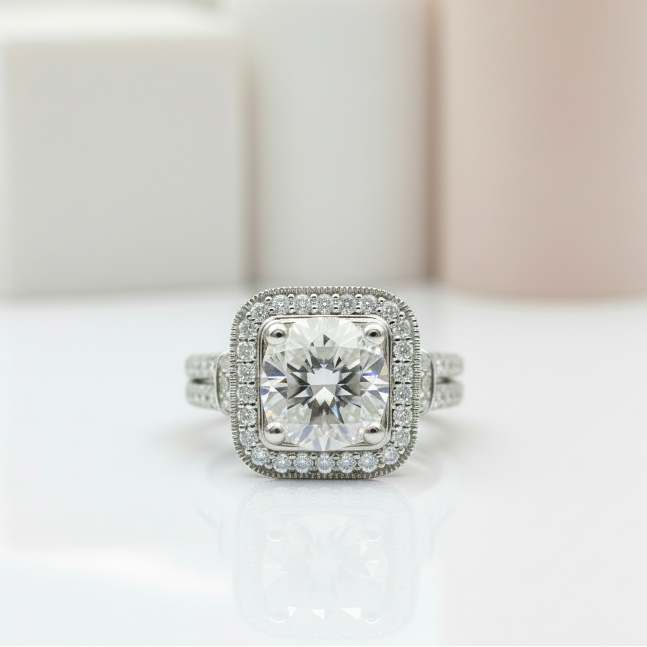 18k Round Cut Diamond Minimalist Engagement Ring-Black Diamonds New York