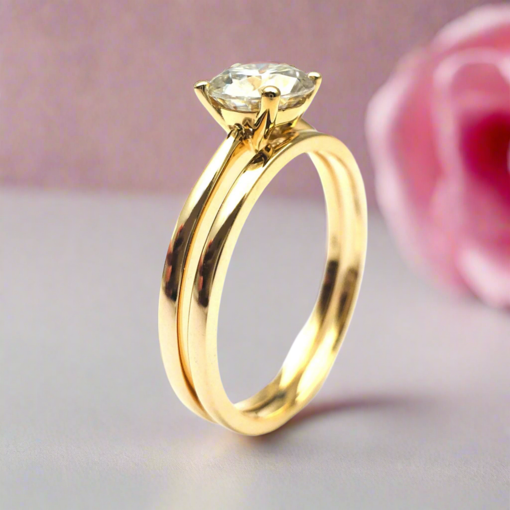 18K Round Cut Diamond Solid Gold Engagement Ring-Black Diamonds New York