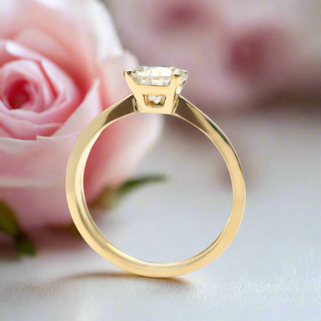 18K Round Cut Diamond Solid Gold Engagement Ring-Black Diamonds New York