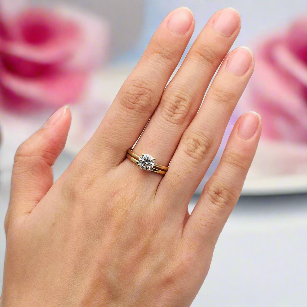 18K Round Cut Diamond Solid Gold Engagement Ring-Black Diamonds New York