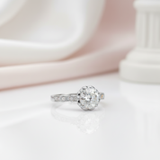 18k Round Cut Diamond Option Vintage Art Deco Engagement Ring-Black Diamonds New York