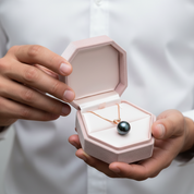 18k Solid Gold Black Pearl Pendant Necklace-Black Diamonds New York