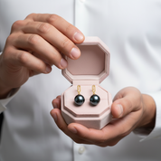 18k Solid Gold Tahitian Black Pearl Drop Earrings-Black Diamonds New York