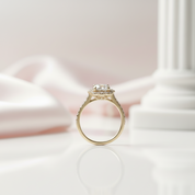 18k Vintage Art Deco Round Cut Diamond Option Halo Engagement Ring-Black Diamonds New York