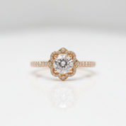 18k Vintage Art Deco Round Cut Diamond Option Halo Engagement Ring-Black Diamonds New York