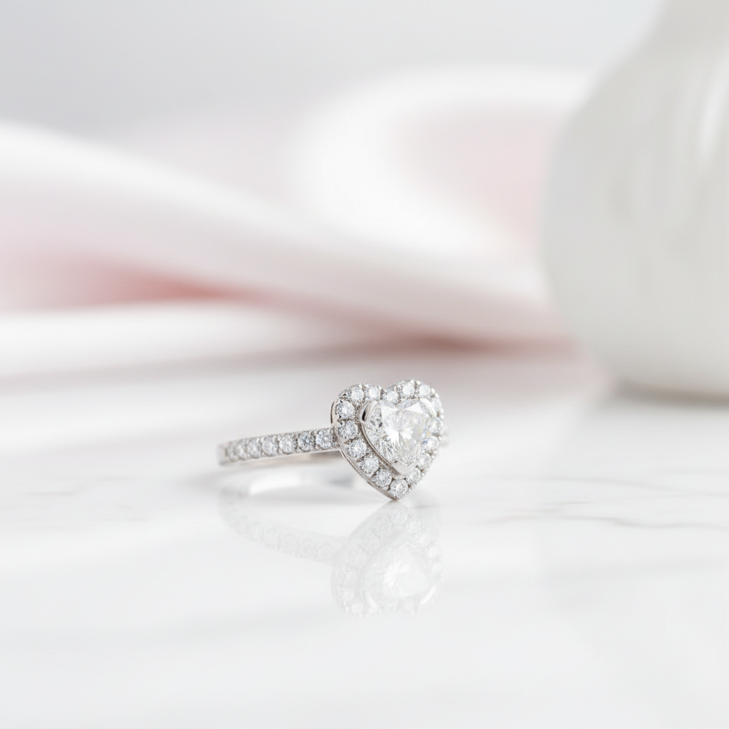 18K Vintage Heart Cut Diamond Option Engagement Ring-Black Diamonds New York