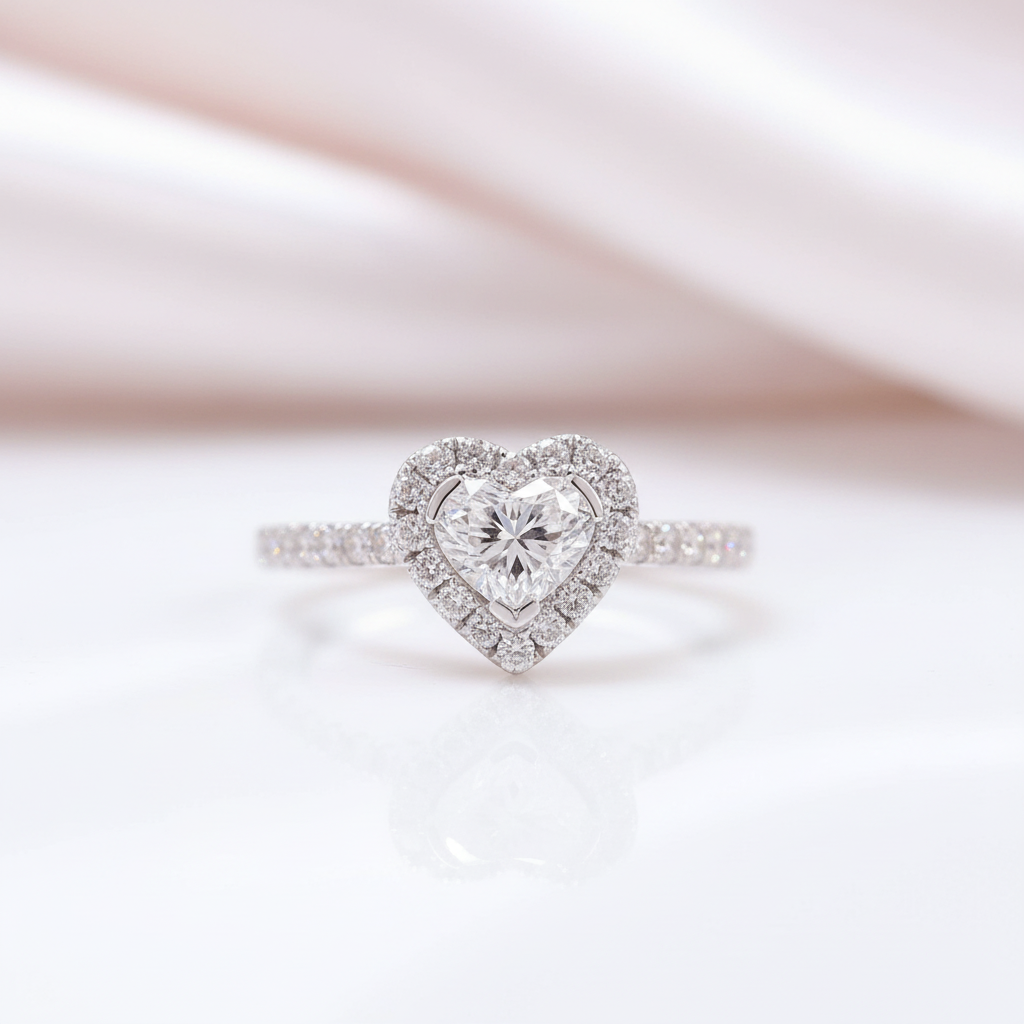 18K Vintage Heart Cut Diamond Option Engagement Ring-Black Diamonds New York