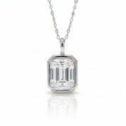 18K White Gold 1.0 Ct Emerald Cut Diamond Option Necklace-Black Diamonds New York