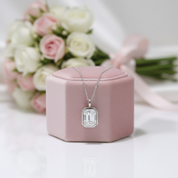 18K White Gold 1.0 Ct Emerald Cut Diamond Option Necklace-Black Diamonds New York