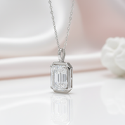 18K White Gold 1.0 Ct Emerald Cut Diamond Option Necklace-Black Diamonds New York