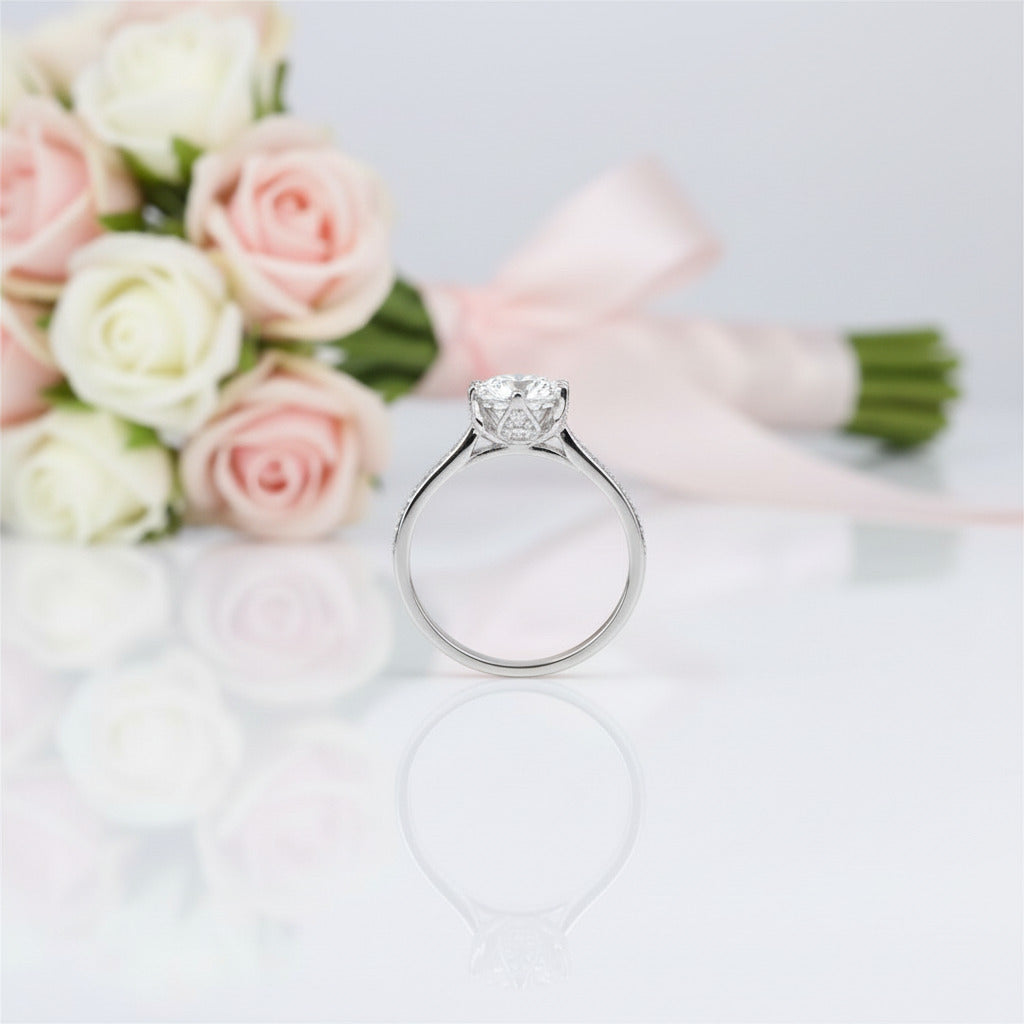 18K White Gold 1.0 Ct Round Diamond Option Engagement Ring-Black Diamonds New York