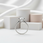 18K White Gold 1.0 Ct Round Diamond Engagement Ring-Black Diamonds New York