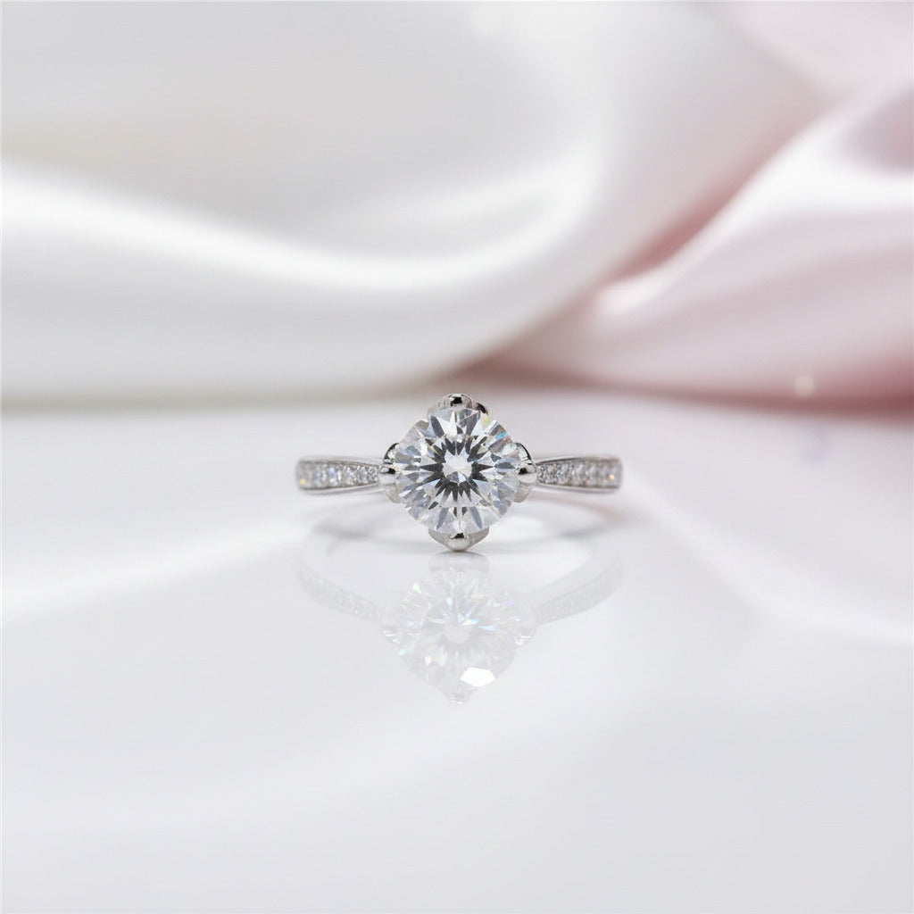 18K White Gold 1.0 Ct Round Diamond Option Engagement Ring-Black Diamonds New York