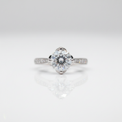 18K White Gold 1.0 Ct Round Diamond Option Engagement Ring-Black Diamonds New York