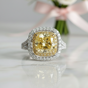 18k White Gold 1.0 Ct Yellow Cushion Cut Diamond Engagement Ring-Black Diamonds New York