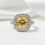 18k White Gold 1.0 Ct Yellow Cushion Cut Diamond Engagement Ring-Black Diamonds New York