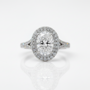 18k White Gold 1.5 Ct Oval Cut Diamond Option Halo Engagement Ring-Black Diamonds New York