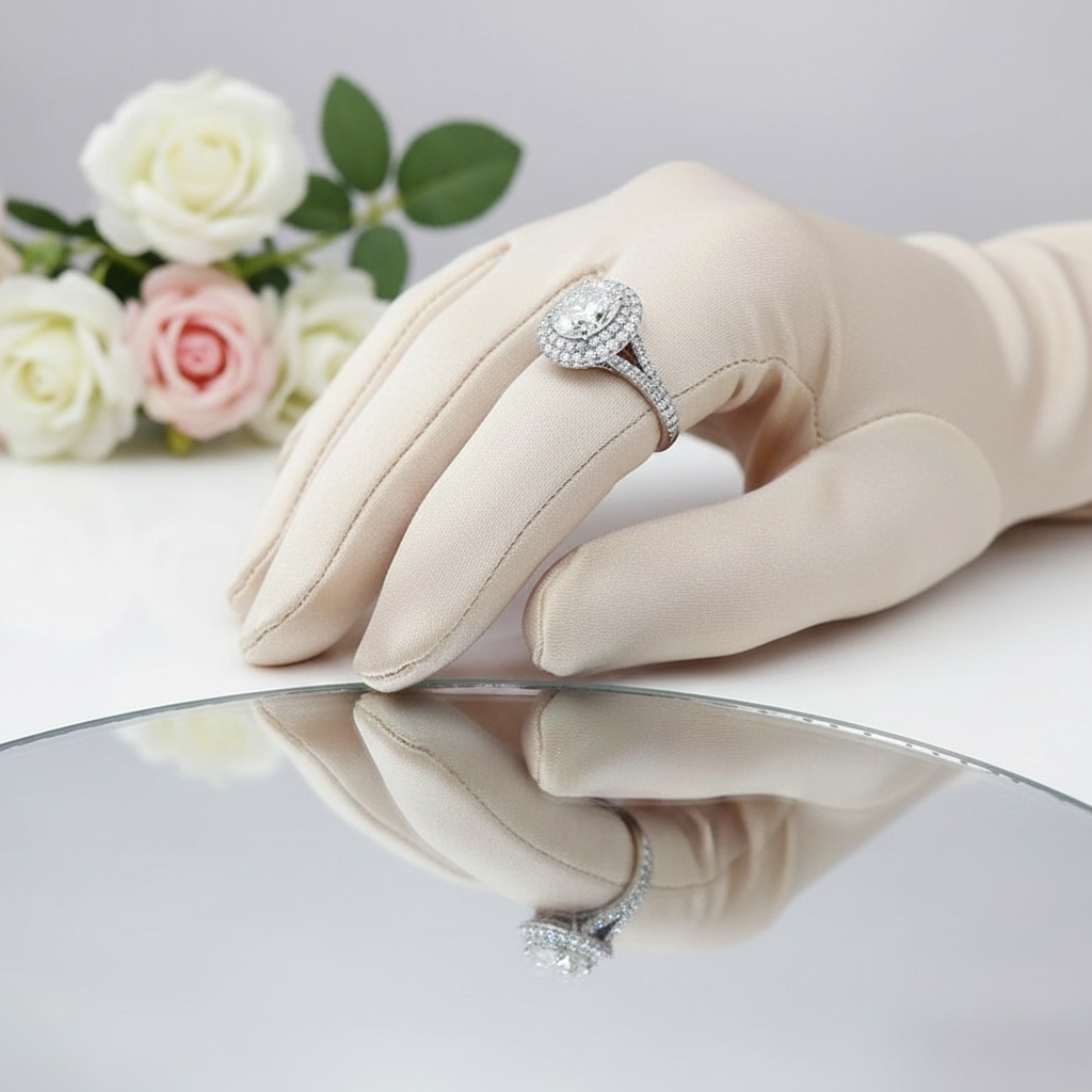 18k White Gold 1.5 Ct Oval Cut Diamond Halo Engagement Ring-Black Diamonds New York