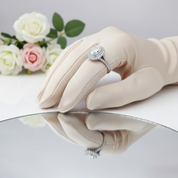 18k White Gold 1.5 Ct Oval Cut Diamond Halo Engagement Ring-Black Diamonds New York