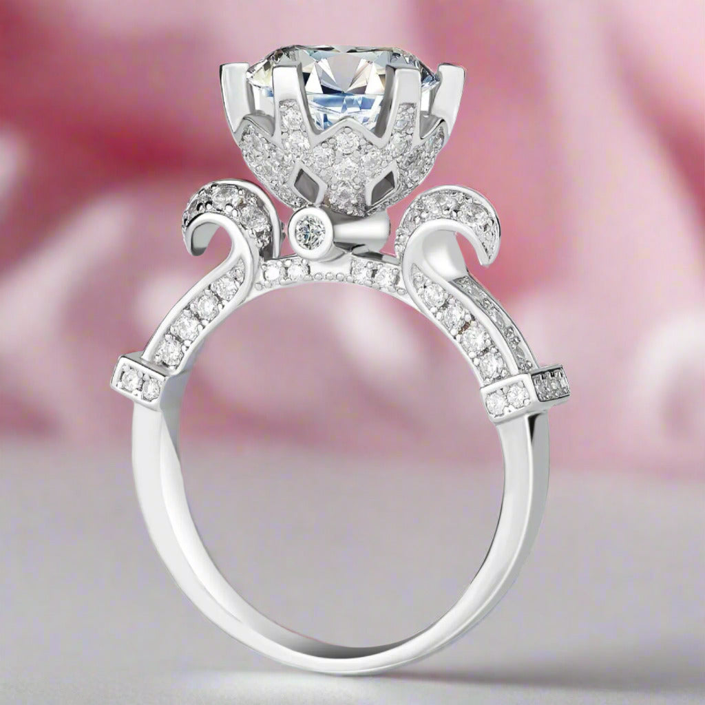 18k White Gold 1.5 Ct Round Diamond Engagement Ring-Black Diamonds New York