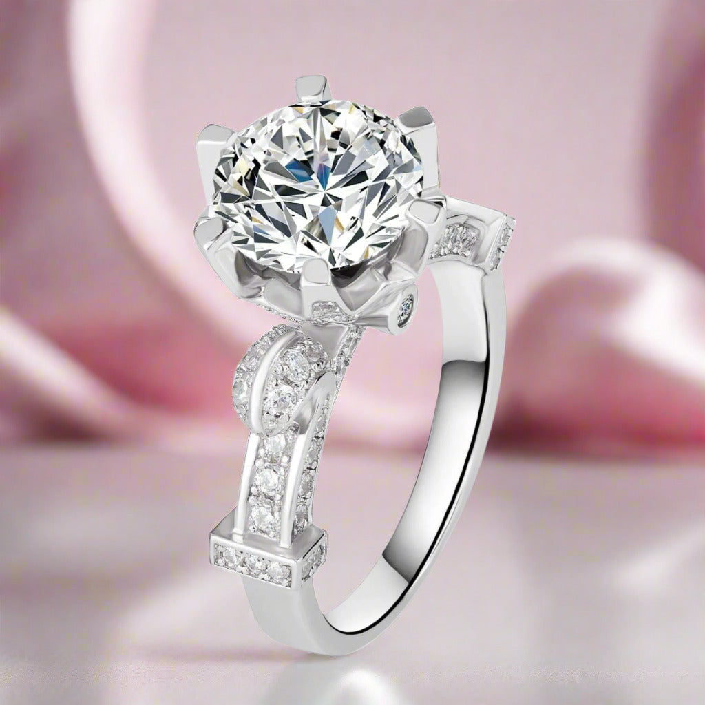 18k White Gold 1.5 Ct Round Diamond Engagement Ring-Black Diamonds New York