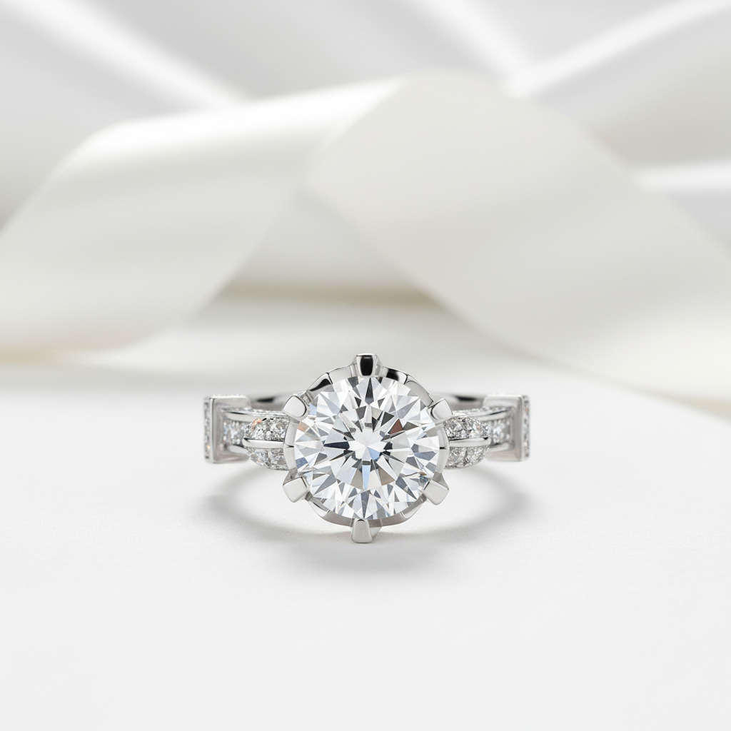 18k White Gold 1.5 Ct Round Diamond Option Engagement Ring-Black Diamonds New York