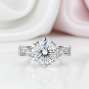 18k White Gold 1.5 Ct Round Diamond Option Engagement Ring-Black Diamonds New York