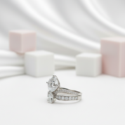 18K White Gold 1.5ct Cushion Cut Diamond Crown Engagement Ring-Black Diamonds New York