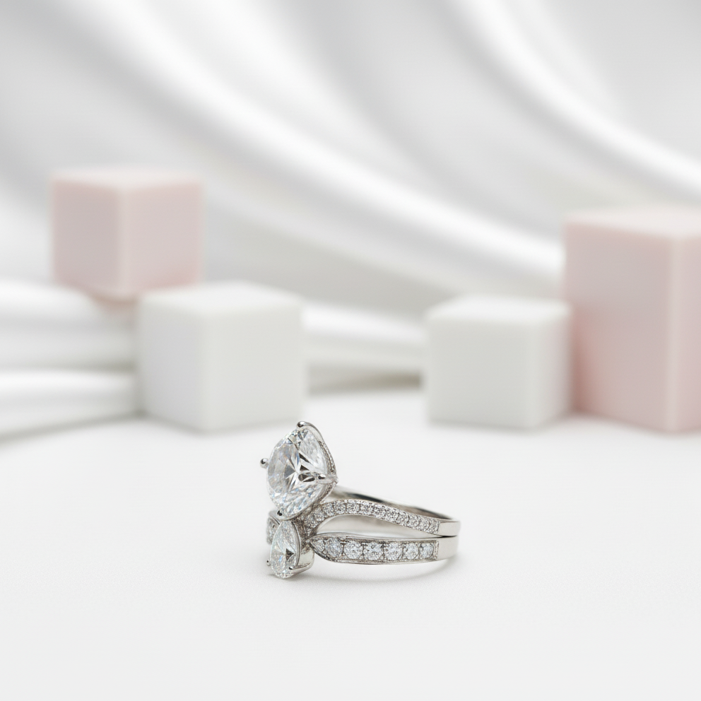 18K White Gold 1.5ct Cushion Cut Diamond Crown Engagement Ring-Black Diamonds New York