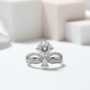 18K White Gold 1.5ct Cushion Cut Diamond Crown Engagement Ring-Black Diamonds New York