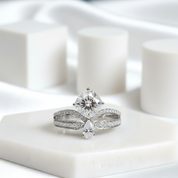 18K White Gold 1.5ct Cushion Cut Diamond Crown Engagement Ring-Black Diamonds New York