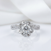 18k White Gold 1.0 Ct 6.5mm Round Cut Diamond Wedding Ring-Black Diamonds New York