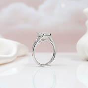 18K White Gold 2 Carat Emerald Cut Diamond Option Split Shank Engagement Ring-Black Diamonds New York