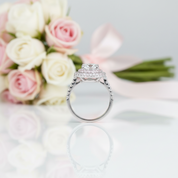 18k White Gold 2.0 Ct Diamond Option Double Halo Engagement Ring-Black Diamonds New York
