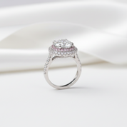 18k White Gold 2.0 Ct Diamond Option Double Halo Engagement Ring-Black Diamonds New York