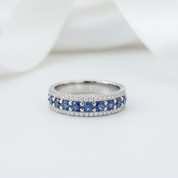18k White Gold 2.0 Ctw Blue Round Cut Diamond Option Wedding Band-Black Diamonds New York