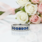 18k White Gold 2.0 Ctw Blue Round Cut Diamond Option Wedding Band-Black Diamonds New York