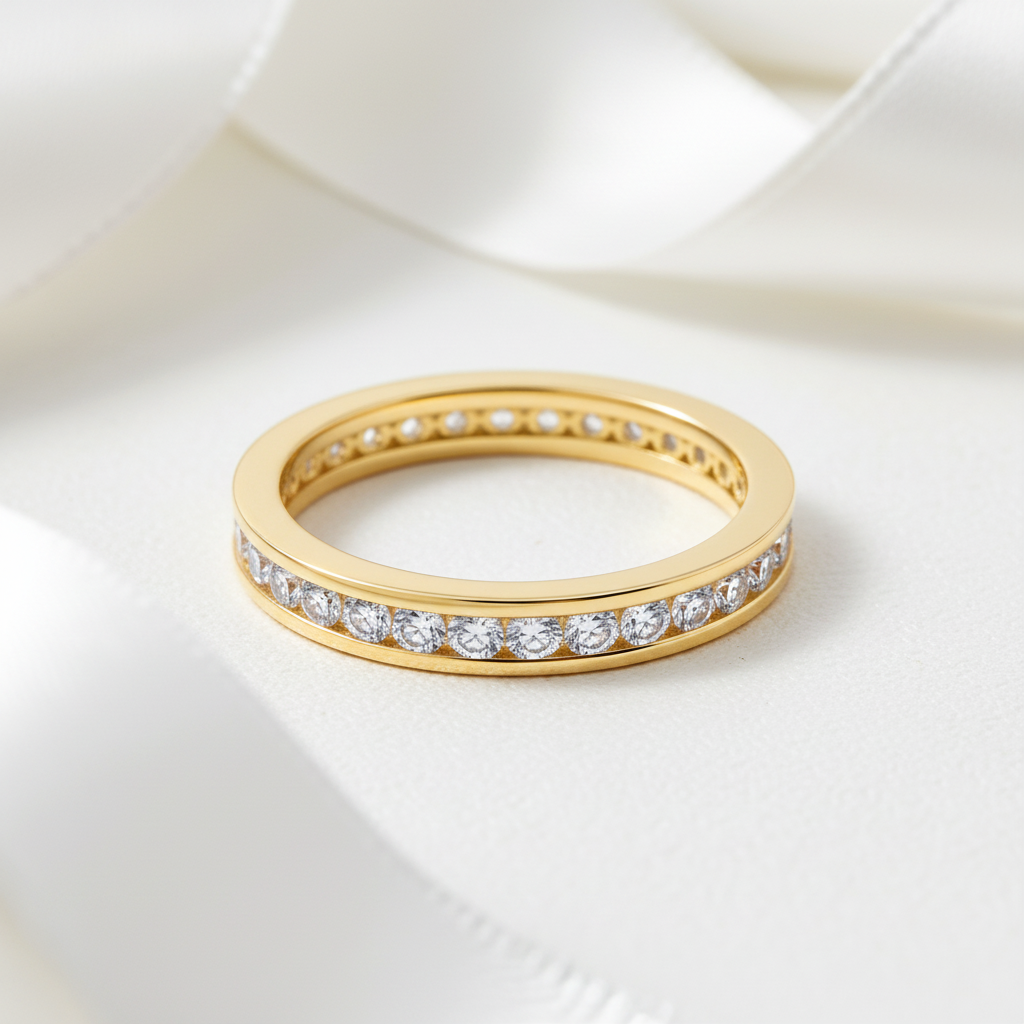 18k White Gold 2.0mm Diamond Option Channel Setting Eternity Ring-Black Diamonds New York