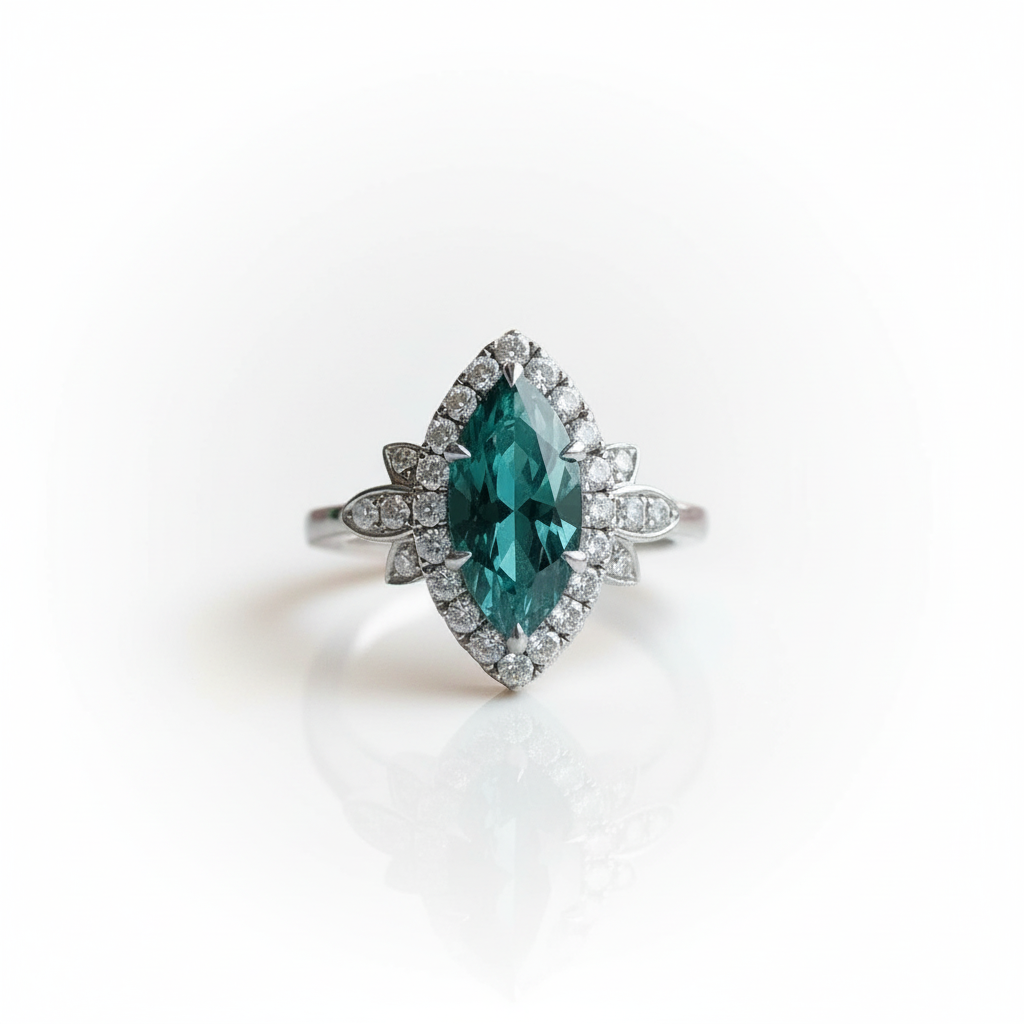 18k White Gold 2.4 Ctw Marquise Cut Diamond Option Engagement Ring-Black Diamonds New York