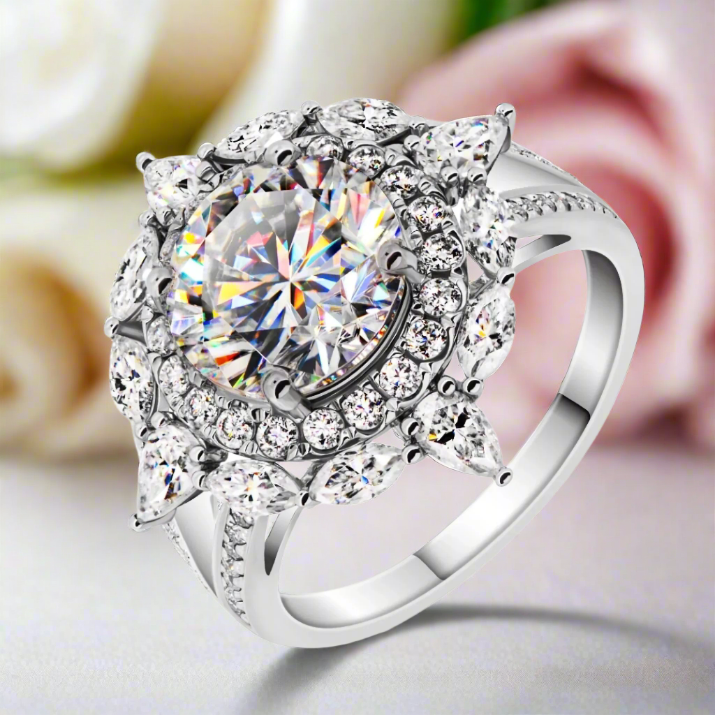 18K White Gold 3.0 Ct Round Cut Diamond Engagement Ring-Black Diamonds New York