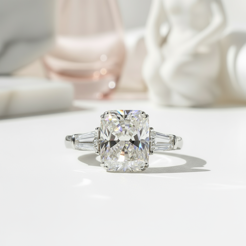 18k White Gold 3.0ct Radiant Cut Diamond Engagement Ring-Black Diamonds New York