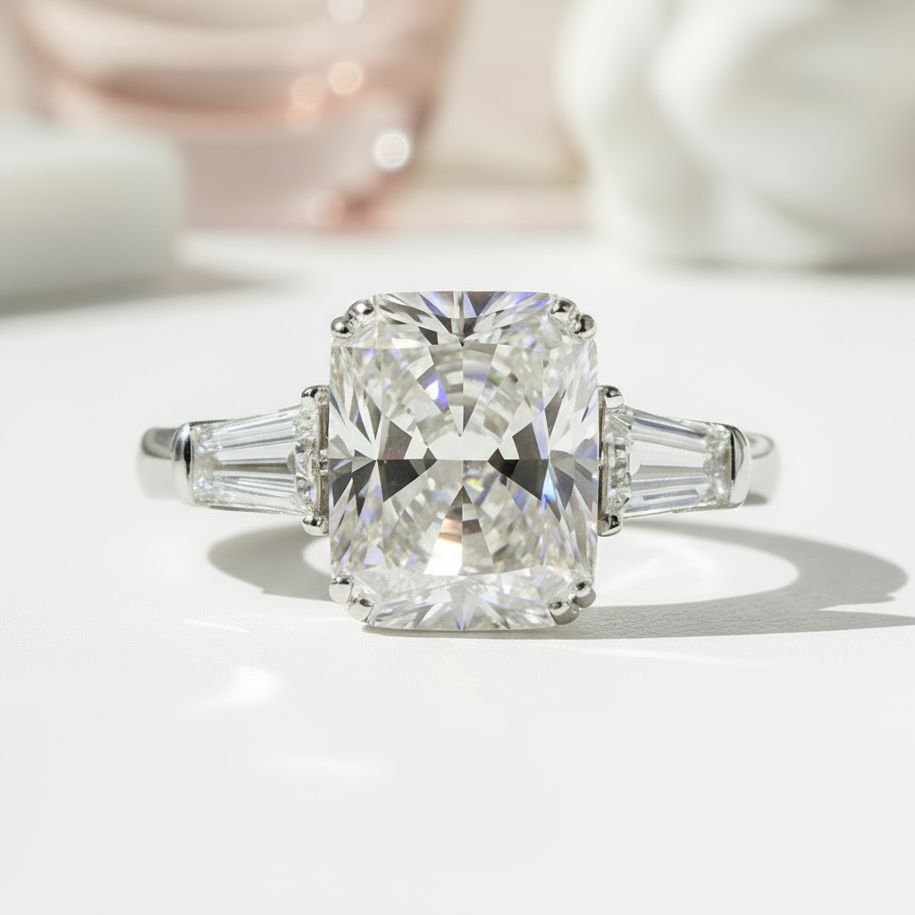 18k White Gold 3.0ct Radiant Cut Diamond Engagement Ring-Black Diamonds New York