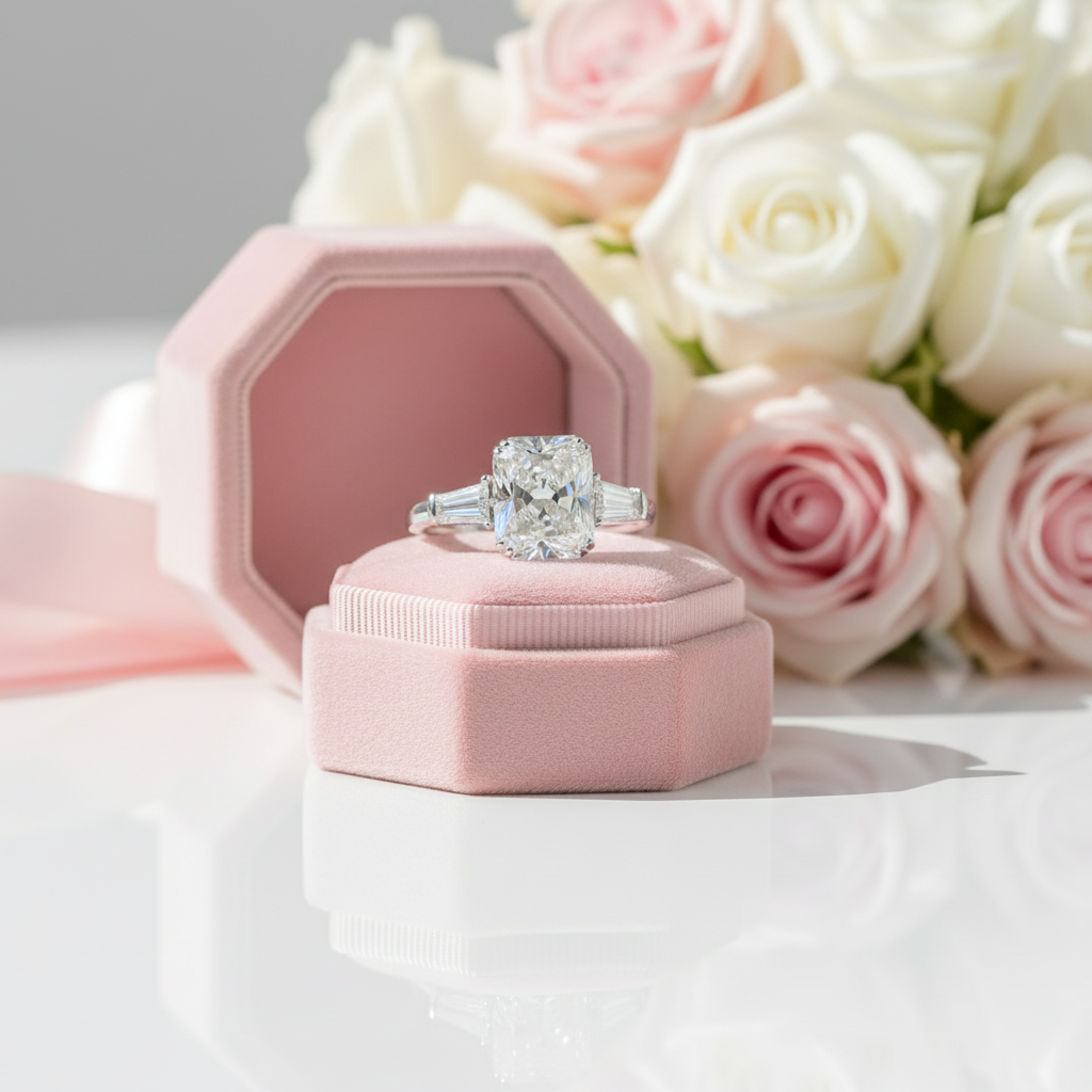 18k White Gold 3.0ct Radiant Cut Diamond Option Engagement Ring-Black Diamonds New York